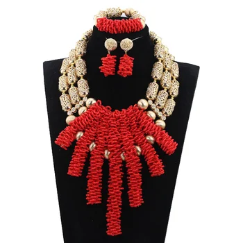 Beautiful Women Red Wedding African Beads Statement Necklace Set Dubai Gold Beads and Crystal Beads Bridal Jewelry Sets GB777
Beautiful Women Red Wedding African Beads Statement Necklace Set Dubai Gold Beads and Crystal Beads Bridal Jewelry Sets GB777