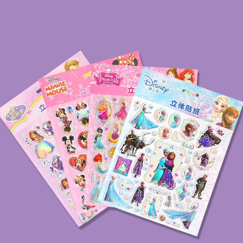 Disney Cartoon Frozen Princess Elsa Anna Mickey Minnie Bubble Stickers Snow White Sofia Labels For Kids Notebook Decor | Игрушки и хобби