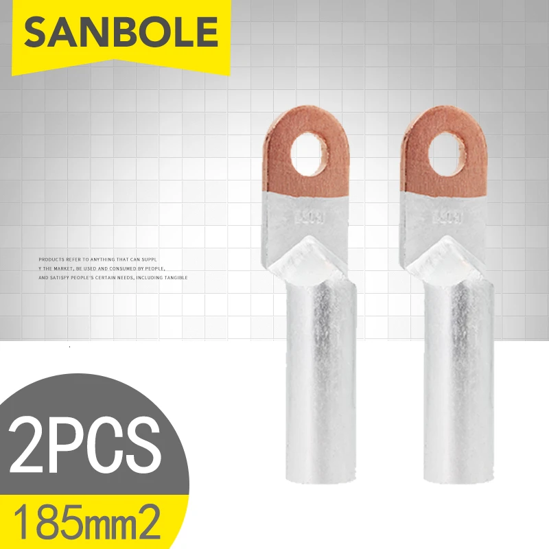 2pcs Copper Aluminum Terminal Lug Splice Connection Wiring Cable A Level 185 Square DTL-185
2pcs Copper Aluminum Terminal Lug Splice Connection Wiring Cable A Level 185 Square DTL-185