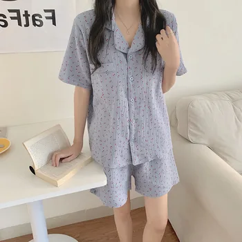 2 Pieces Women's Summer Floral Printed Sleepwear Cotton Pajamas Set Short Sleeve Shorts Pajamas for women Leisure Ladies Pyjamas
2 Pieces Women's Summer Floral Printed Sleepwear Cotton Pajamas Set Short Sleeve Shorts Pajamas for women Leisure Ladies Pyjamas