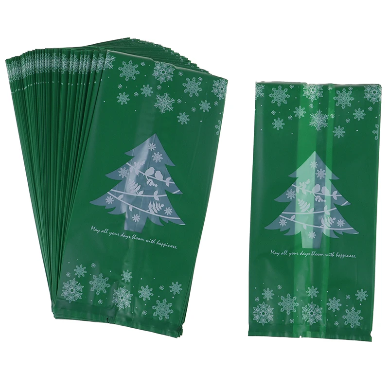 red/green christmas tree snowflake plastic bags bake cookies