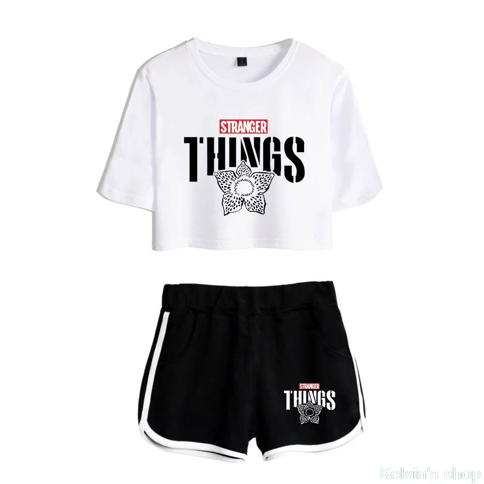 Stranger Things Crop Top and Shorts Set Women T Shirts 2D Printed Tee Shirts Korean Anime tshirt For Women Girls Elatic Shorts
Stranger Things Crop Top and Shorts Set Women T Shirts 2D Printed Tee Shirts Korean Anime tshirt For Women Girls Elatic Shorts