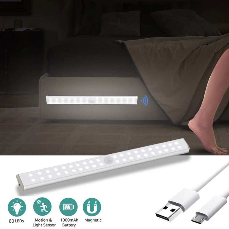 LED Motion Sensor Night Light 24/40/60leds USB Rechargeable Induction Night Lamp For Wardrobe Cabinet Closet Stairs Kitchen Lamp
LED Motion Sensor Night Light 24/40/60leds USB Rechargeable Induction Night Lamp For Wardrobe Cabinet Closet Stairs Kitchen Lamp