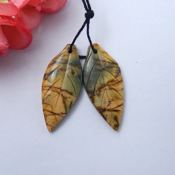 For Women Jewelry Making DIY,Natural Gemstone Multi-Color Picasso Jasper Hand Cutting Leaf Earrings Pairs, 32x14x4mm,5.3g
For Women Jewelry Making DIY,Natural Gemstone Multi-Color Picasso Jasper Hand Cutting Leaf Earrings Pairs, 32x14x4mm,5.3g