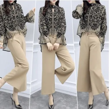 2020 New Style WOMEN'S Dress Spring Clothing Two-Piece Pants Chiffon Long-sleeved Upper Garment Loose Pants Trousers Casual Fash
2020 New Style WOMEN'S Dress Spring Clothing Two-Piece Pants Chiffon Long-sleeved Upper Garment Loose Pants Trousers Casual Fash