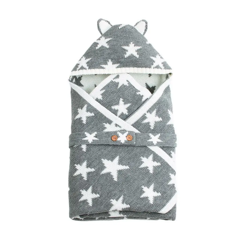 Cute Stars Envelope Style Swaddling Blanket Buttons Pink, Light Blue, Gray Hooded Baby Sleeping Bag
Cute Stars Envelope Style Swaddling Blanket Buttons Pink, Light Blue, Gray Hooded Baby Sleeping Bag