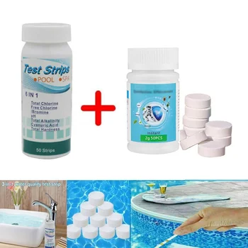 50pcs Cleaning Chlorine Tablet+50pcs 6 IN 1 PH Test Strips For Pool Hot Tub SPA For Algae Prevention Flocculation
50pcs Cleaning Chlorine Tablet+50pcs 6 IN 1 PH Test Strips For Pool Hot Tub SPA For Algae Prevention Flocculation