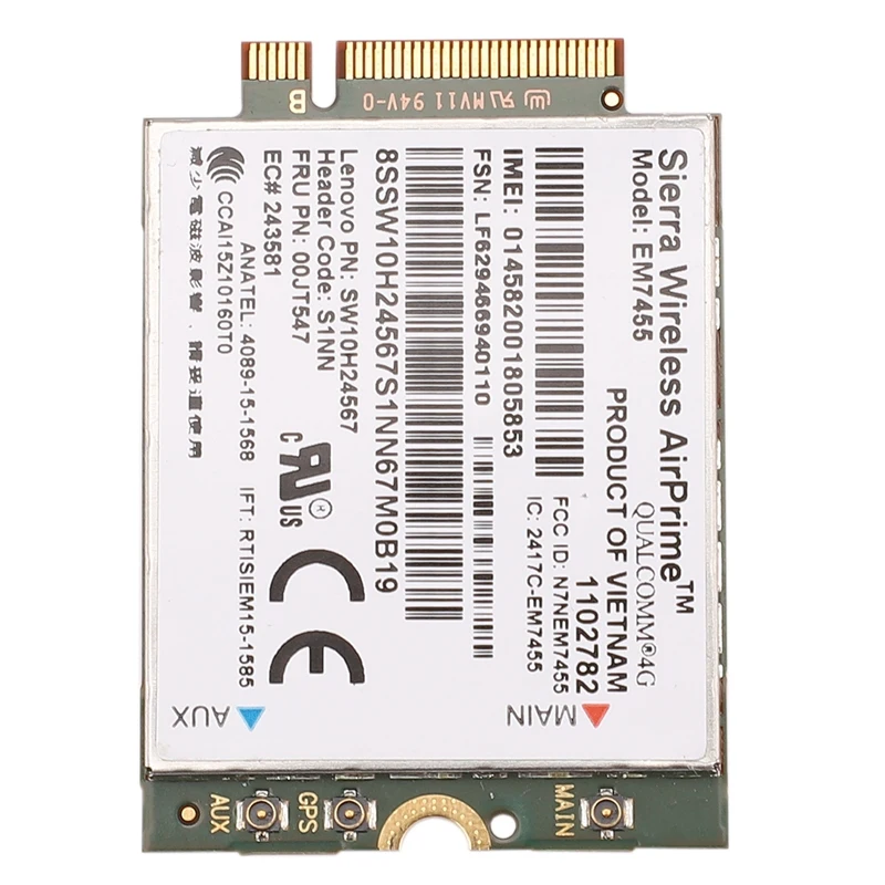 EM7455 4G LTE Module 00JT547 4G Card for Thinkpad T460 T460S T560 X1 Carbon P70 P50 X260 Laptop
EM7455 4G LTE Module 00JT547 4G Card for Thinkpad T460 T460S T560 X1 Carbon P70 P50 X260 Laptop