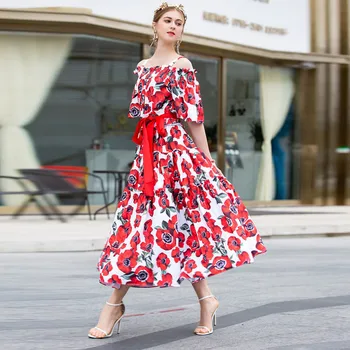Europe and the United States Temperament Spring-Summer 2019 zou xiu kuan Women's Clothing Collar Rose Waist Big Dress
Europe and the United States Temperament Spring-Summer 2019 zou xiu kuan Women's Clothing Collar Rose Waist Big Dress