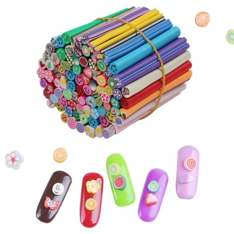

3D Nail Art Canes Stick Rods Polymer Clay Stickers Decoration DIY Leaf Smile Heart Nail Art Decorations Fashion Nails Design