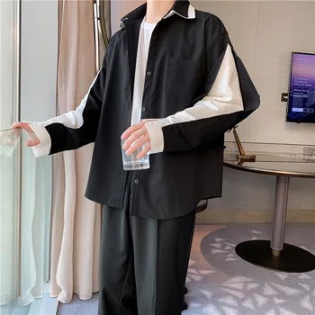 EWQ / men's wear 2020 Spring new Hollow Out color block patchwork shirt False Two Pieces Loose vintage long sleeve tops 9Y1337
EWQ / men's wear 2020 Spring new Hollow Out color block patchwork shirt False Two Pieces Loose vintage long sleeve tops 9Y1337
