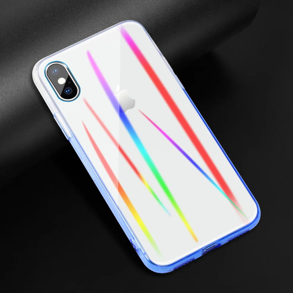 Soft TPU Sides + Gradient Rainbow Laser Case for iPhone 8 7 6 6S Plus Transparent Back Glass Cover For iPhone X XS XR XS Max
Soft TPU Sides + Gradient Rainbow Laser Case for iPhone 8 7 6 6S Plus Transparent Back Glass Cover For iPhone X XS XR XS Max