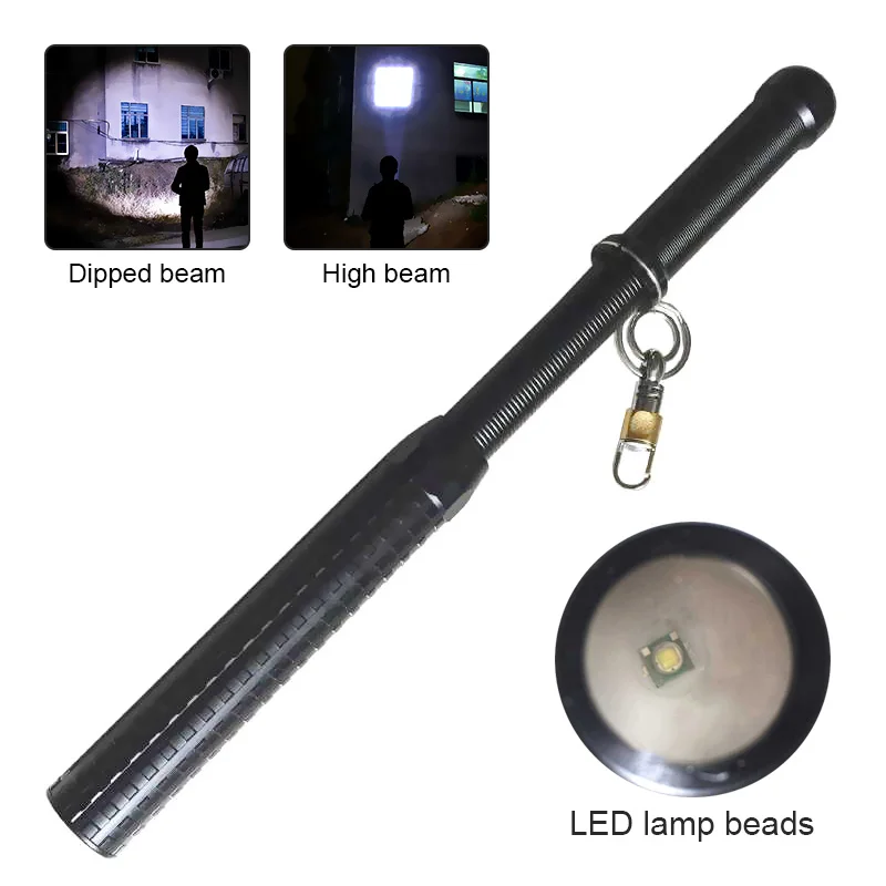 

Telescopic Self Defense Flashlight Portable Zoomable Q5 LED Flashlights Adjustable 3 Modes Camping Security Stick Torch Lamp