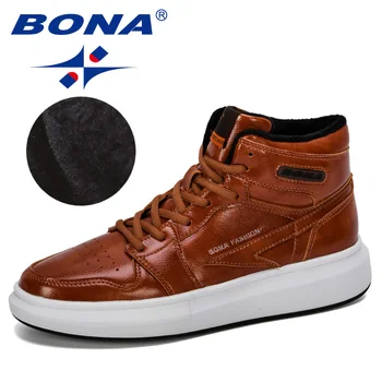 BONA 2019 New Designer Vulcanized Shoes Men High Top Sneakers Lace-Up Winter Shoes Men Leather Tenis Masculino Man Footwear
BONA 2019 New Designer Vulcanized Shoes Men High Top Sneakers Lace-Up Winter Shoes Men Leather Tenis Masculino Man Footwear