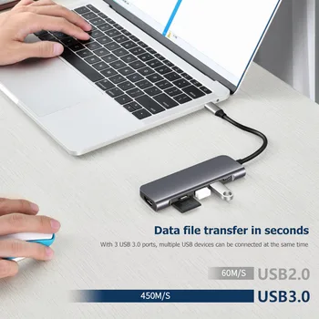 6 in 1 USB Type C Hub PD 4K HDMI Adapter Card Reader with 2 USB 3.0 Ports 65W for Office Caring Computer Supplies
6 in 1 USB Type C Hub PD 4K HDMI Adapter Card Reader with 2 USB 3.0 Ports 65W for Office Caring Computer Supplies