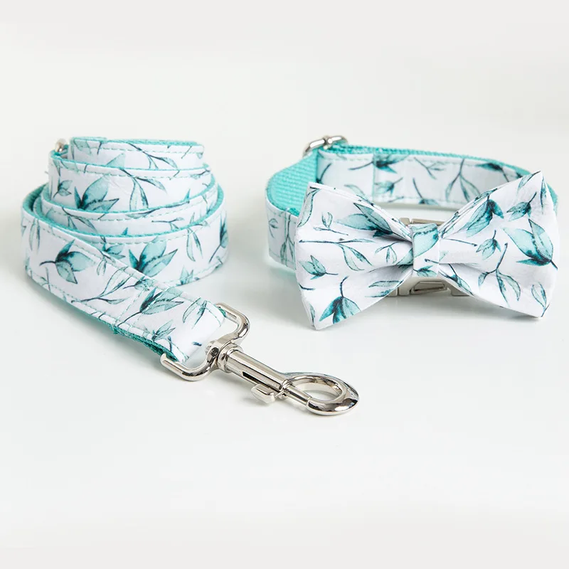 Dog Collar and Leash Set with Bow Tie Pretty Tropical Leaves Metal Buckle Big and Small Dog&Cat Collar Pet Accessories
Dog Collar and Leash Set with Bow Tie Pretty Tropical Leaves Metal Buckle Big and Small Dog&Cat Collar Pet Accessories