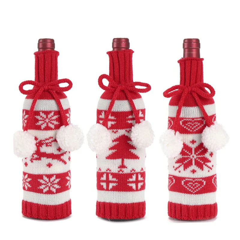 Knitted Wine Bottle Cover Christmas Elk Tree Snowflake Pattern Kitchen Decoration Bottles Dust Proof Cover Xmas New Year Supply
Knitted Wine Bottle Cover Christmas Elk Tree Snowflake Pattern Kitchen Decoration Bottles Dust Proof Cover Xmas New Year Supply