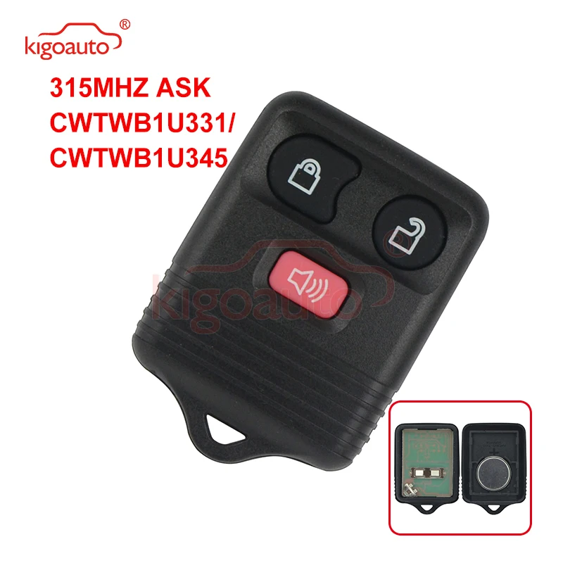 Kigoauto Car remote key fob control 3 button 315Mhz CWTWB1U331/CWTWB1U345 for Ford Edge Escape Explorer Expedition
Kigoauto Car remote key fob control 3 button 315Mhz CWTWB1U331/CWTWB1U345 for Ford Edge Escape Explorer Expedition