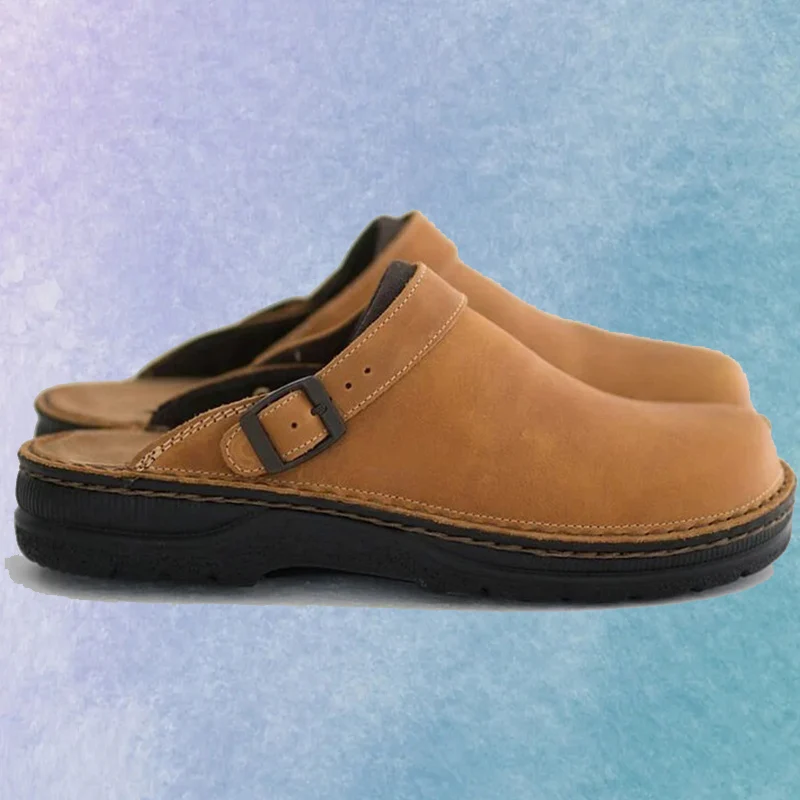 Фото Новинка 2022 Летние кожаные мужские сандалии Baotou Мужская обувь в британском стиле