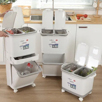 Japanese household creative kitchen double layer garbage cans raised lid odor proof simple dry wet separation trash bin
Japanese household creative kitchen double layer garbage cans raised lid odor proof simple dry wet separation trash bin