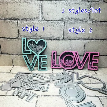 

Crazyclown 2 Styles/lot Love Hearts Shaker Metal Cutting Dies for Scrapbooking/Photo Album Decorative Embossing Template Crafts