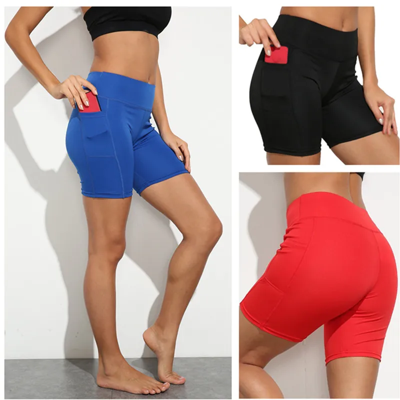 6 colors Women Fitness Shorts Pocket Workout Sport Shirts Exercise Seamless Leggings Female GYM Yoga Short Leggins Femme | Спорт и