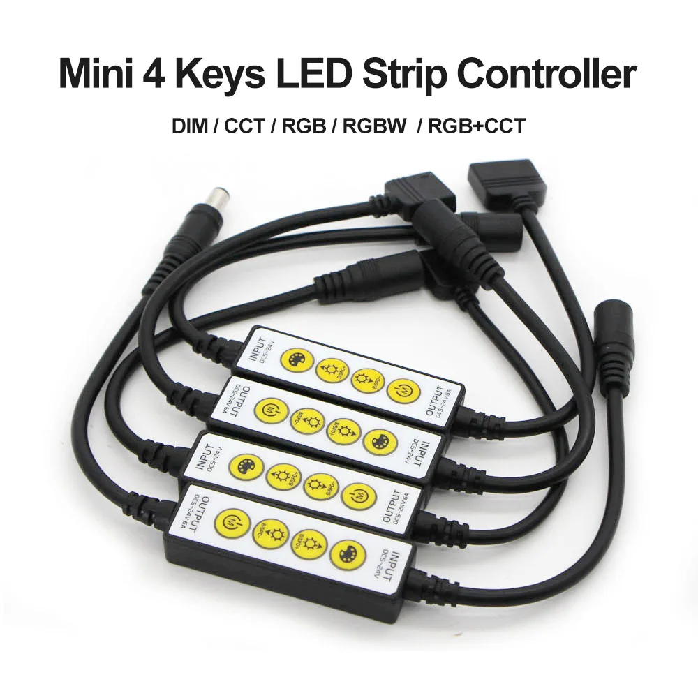 4key Одноцветный/CCT/RGB/RGBW/RGB + CCT контроллер Диммер DC5-24V 4pin/5pin/6pin для 2835 5050 5630 5730