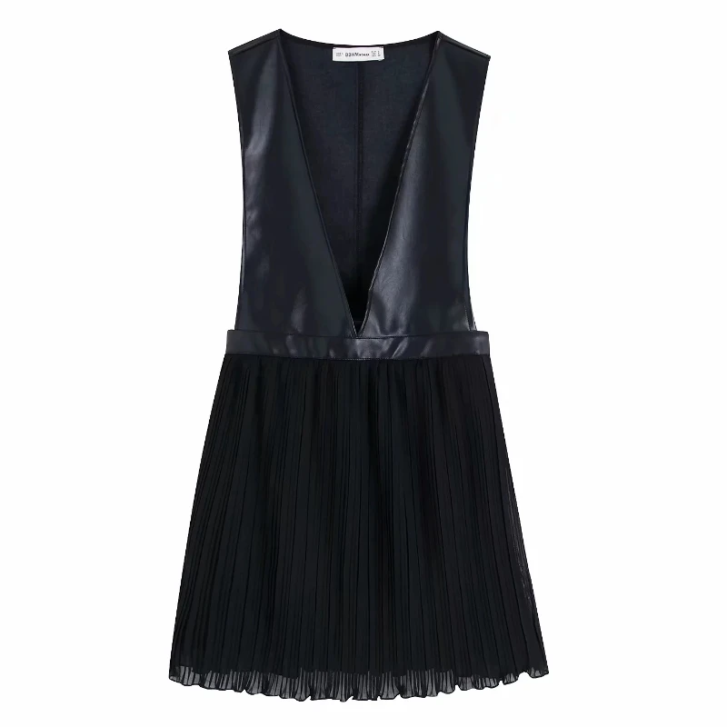 Фото Женское шифоновое мини платье Элегантное повседневное черное - купить