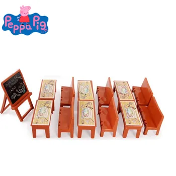 

Peppa Pig Little Girl George Cartoon Friends School Desk Set Toy Piggy Teacher Action Figure Model Doll Family Set Children