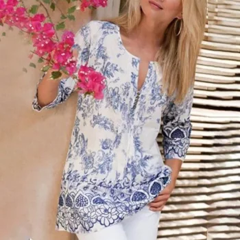 Plus Size 5XL Printed Vintage Blouse Women V-neck Three Quarter Fashion Pullover Female 2020 Spring Summer Casual Ladies Clothes 
Plus Size 5XL Printed Vintage Blouse Women V-neck Three Quarter Fashion Pullover Female 2020 Spring Summer Casual Ladies Clothes