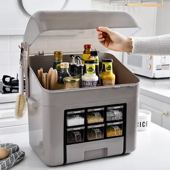 Kitchen Storage Rack with Cover Seasoning Box Knife Holder Chopsticks Storage Box Spice Jar Storage Box Household Multi-Function
Kitchen Storage Rack with Cover Seasoning Box Knife Holder Chopsticks Storage Box Spice Jar Storage Box Household Multi-Function