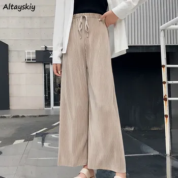 Pants Women Elastic Waist Solid Wide Leg Loose Simple Casual Korean Style Fashion Solid Summer Daily Womens Streetwear All-match
Pants Women Elastic Waist Solid Wide Leg Loose Simple Casual Korean Style Fashion Solid Summer Daily Womens Streetwear All-match