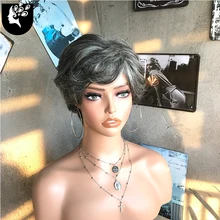 Short Natural Wave Wigs Ombre Grey Pixie Cut Machine Synthetic Protein Filament Hair Wig With Bangs For Women Daily Use
Short Natural Wave Wigs Ombre Grey Pixie Cut Machine Synthetic Protein Filament Hair Wig With Bangs For Women Daily Use