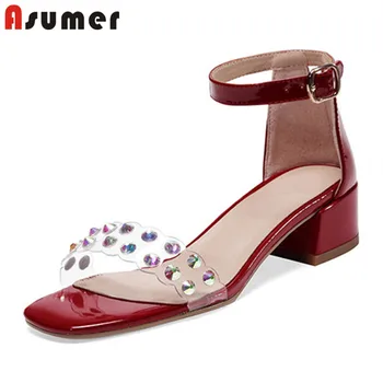 ASUMER 2020 new arrive women sandals genuine leather +pvc crystal summer shoes square heels fashion party beach sandals woman
ASUMER 2020 new arrive women sandals genuine leather +pvc crystal summer shoes square heels fashion party beach sandals woman
