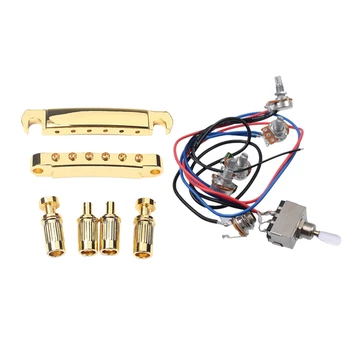 1 Set Gold Plated Guitar Bridge Locking Tune-O-Matic Tom Bridge (Gold) & Lp Electric Guitar Pickups Wiring Harness Kit 
1 Set Gold Plated Guitar Bridge Locking Tune-O-Matic Tom Bridge (Gold) & Lp Electric Guitar Pickups Wiring Harness Kit