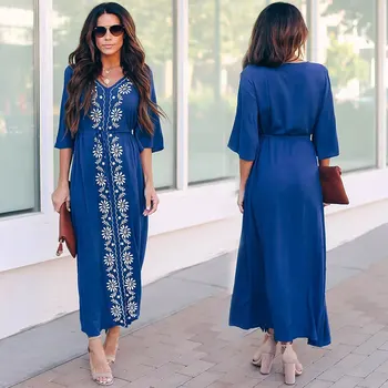 Summer Beach Dress For Women 2019 Bath Suits Kaftan Cover-Up Swimsuit Cover Up Swimwear Blue White Embroidered With Drawstring
Summer Beach Dress For Women 2019 Bath Suits Kaftan Cover-Up Swimsuit Cover Up Swimwear Blue White Embroidered With Drawstring