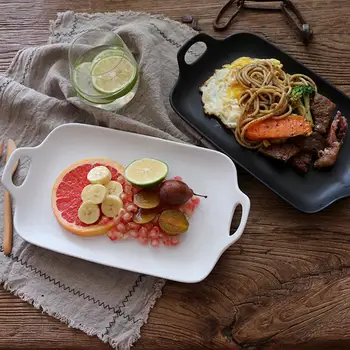 Ceramic Baking Pan Nonstick Cake Plate Simple Ovenware Porcelain Food Serving Tray with Double Handle for Home Decor
Ceramic Baking Pan Nonstick Cake Plate Simple Ovenware Porcelain Food Serving Tray with Double Handle for Home Decor