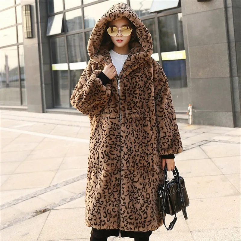 Leopard Fur Coat Women 2019 Autumn Winter Thick Warm Rabbit plush Long Jackets Plus size Female Hooded Tops Long Faux Fur Coats
Leopard Fur Coat Women 2019 Autumn Winter Thick Warm Rabbit plush Long Jackets Plus size Female Hooded Tops Long Faux Fur Coats