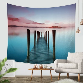 

Architectural Landscape Tapestry Beach Wall Blanket Bohemia Decoration Macrame Hanging Fabric Polyester Fiber Bedroom Tapestry
