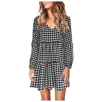 Vintage Plaid Women Dress Sexy Loose Lantern Long Sleeve V Neck Draped Swing A Line Dress Elegant Mini Party Dresses Robe Femme
Vintage Plaid Women Dress Sexy Loose Lantern Long Sleeve V Neck Draped Swing A Line Dress Elegant Mini Party Dresses Robe Femme