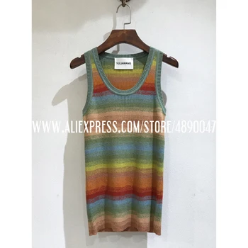 Sexy sleeveless vest stretch tight female T-shirt female top high-quality T-shirt street ladies Wool + silk Rainbow color vest
Sexy sleeveless vest stretch tight female T-shirt female top high-quality T-shirt street ladies Wool + silk Rainbow color vest