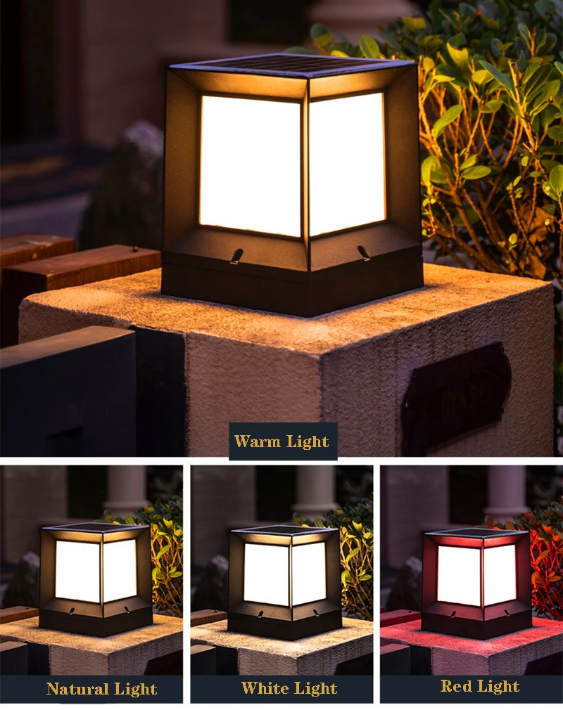 Outdoor Waterproof LED Four-Color Solar Powered Pillar Lamp Landscape Garden Light Villa Fence Patio Pathway Bollard Column Post 
Outdoor Waterproof LED Four-Color Solar Powered Pillar Lamp Landscape Garden Light Villa Fence Patio Pathway Bollard Column Post