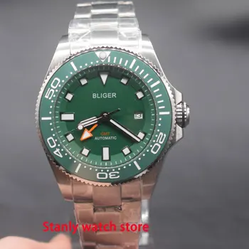 Solid Bliger 43mm green dial luminous marks ceramic bezel GMT function deployment buckle automatic movement men's wrist watch
Solid Bliger 43mm green dial luminous marks ceramic bezel GMT function deployment buckle automatic movement men's wrist watch