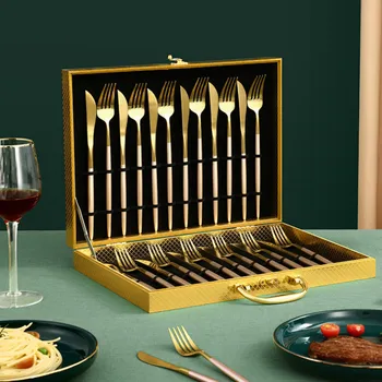 Stainless Steel Tableware Set Gold Luxury Giftbox Cutlery Set Korean Pink 24pcs Stoneware Dinner Set Besteck Silver Ware AC50CS
Stainless Steel Tableware Set Gold Luxury Giftbox Cutlery Set Korean Pink 24pcs Stoneware Dinner Set Besteck Silver Ware AC50CS