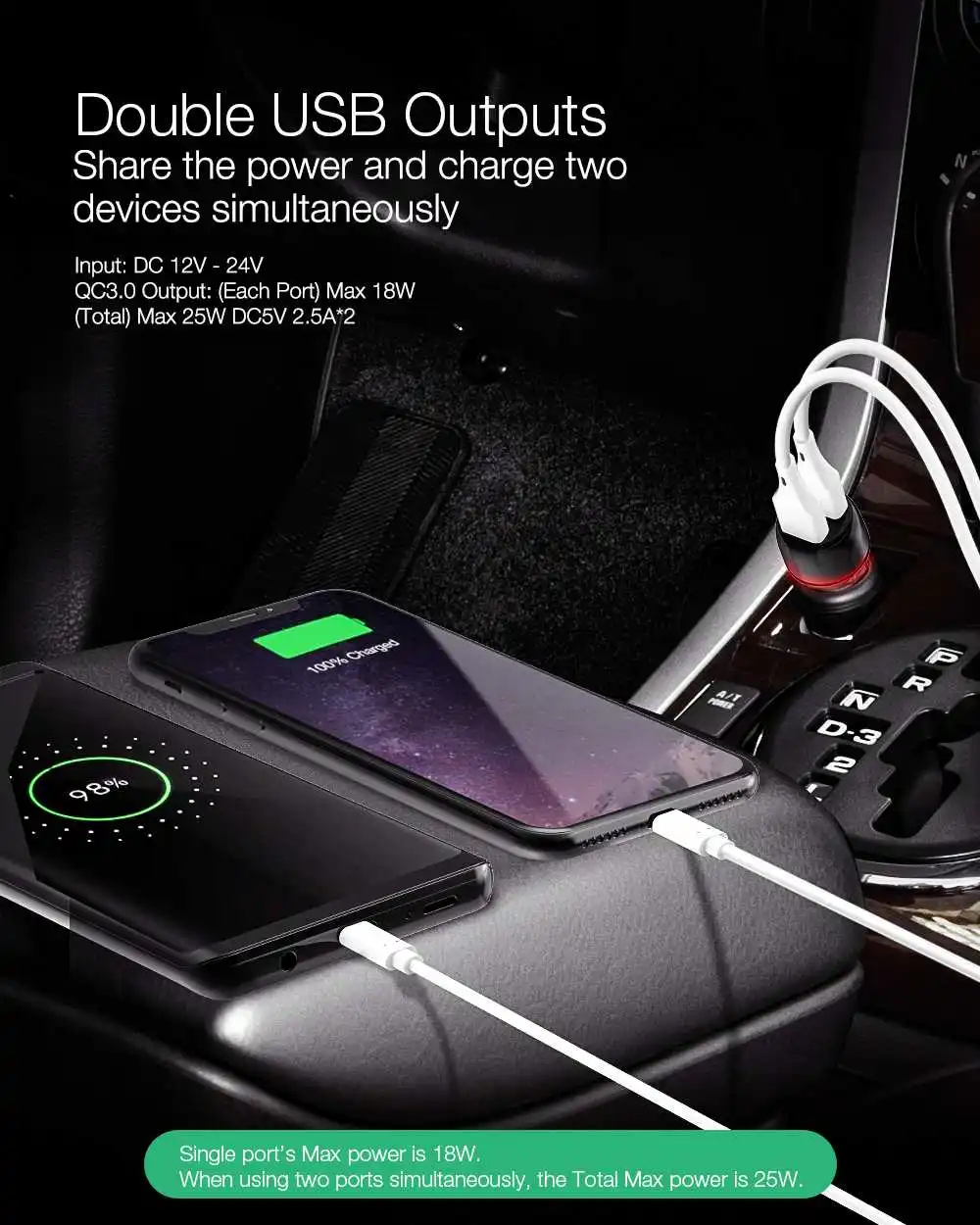 BlitzWolf 18W Dual QC3.0 USB Port Mini Fast Charging Car Charger for iPhone 11 Pro XS / Xiaomi / Pocophone F1 Mobile Phone BlitzWolf 18W Dual QC3.0 USB Port Mini Fast Charging Car Charger for iPhone 11 Pro XS / Xiaomi / Pocophone F1 Mobile Phone