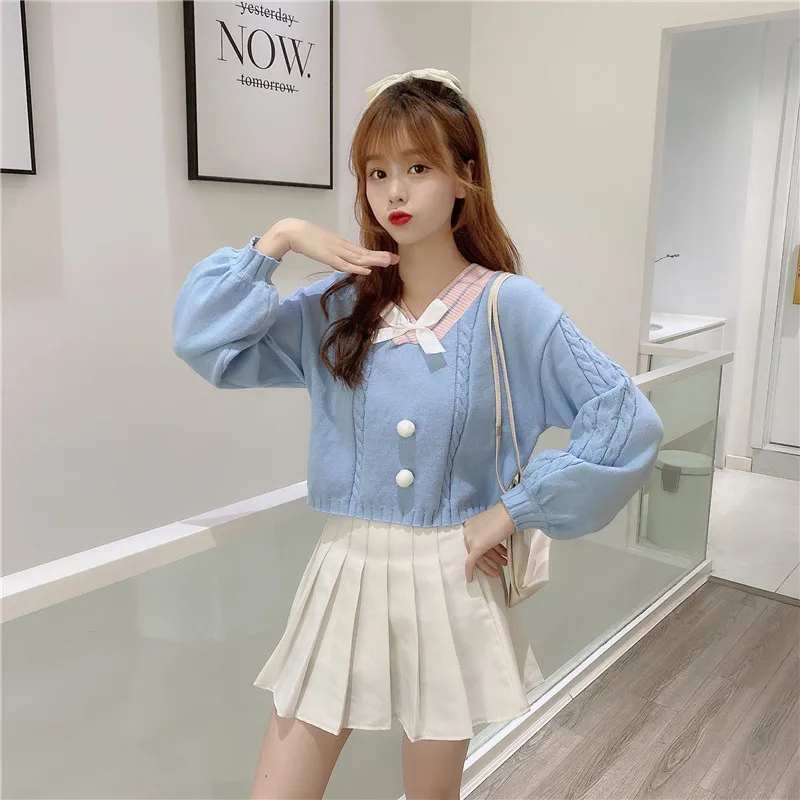 Japanese Preppy Long Sleeve Soft Girl Sweater Casual V-Neck Loose Knitted Warm Pullover For Women Sweet Lolita Patchwork Jumper
Japanese Preppy Long Sleeve Soft Girl Sweater Casual V-Neck Loose Knitted Warm Pullover For Women Sweet Lolita Patchwork Jumper