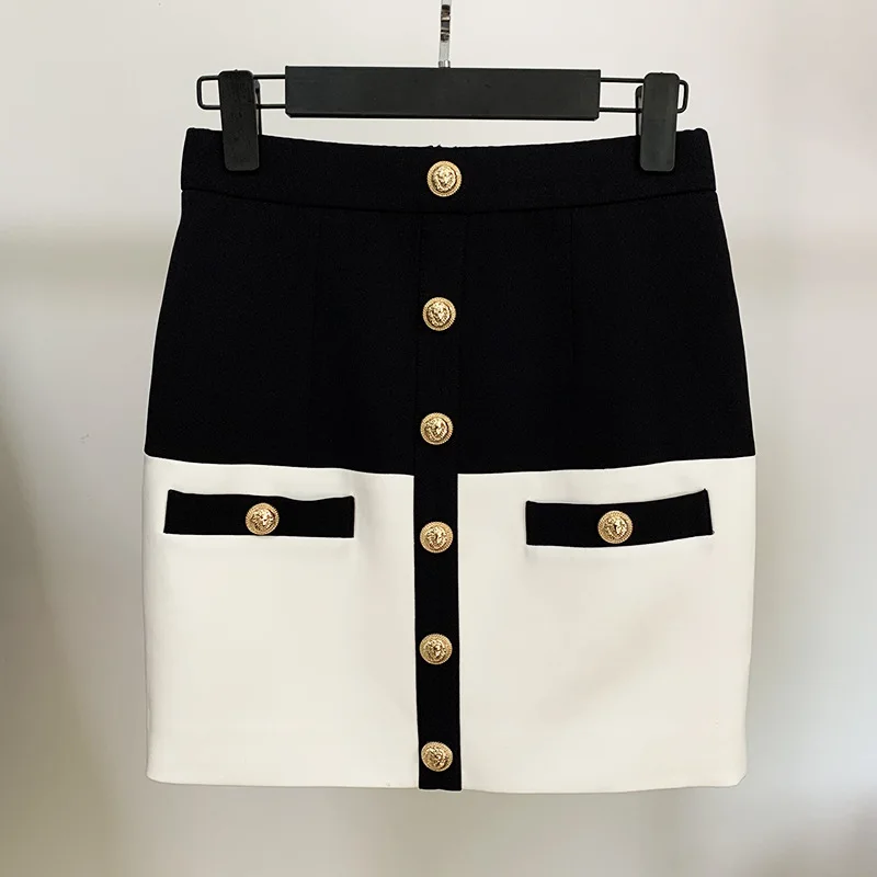 2020 Autumn Winter New Arrivals Black White Patchwork Gold Button High Waist Short Mini Skirt Women Luxury Brand Designer Skirt
2020 Autumn Winter New Arrivals Black White Patchwork Gold Button High Waist Short Mini Skirt Women Luxury Brand Designer Skirt