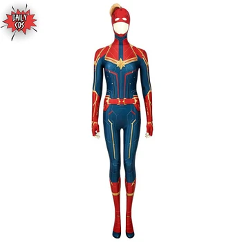 Captain Marvel Ms. Carol Danforth Outfit Cosplay Zentai Suit Adult Women Jumpsuit with Hat 
Captain Marvel Ms. Carol Danforth Outfit Cosplay Zentai Suit Adult Women Jumpsuit with Hat