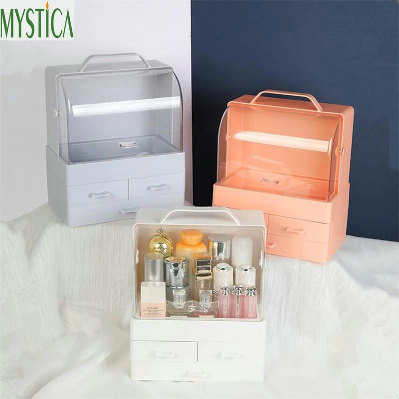 Фото Nordic Drawer Cosmetic Organizer Box Home Bathroom Lipstick Makeup Brush Holder Desktop Plastic Jewelry Skin Care Storage Rack | Дом и сад