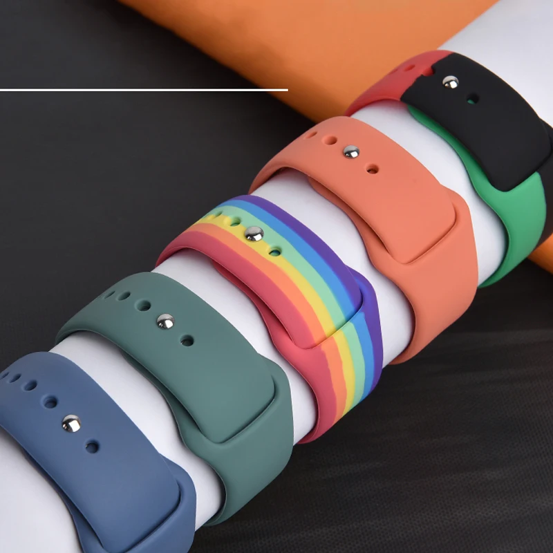 Ремешок для Apple Watch band 44 мм 40 силиконовый браслет iWatch BAND 42 38 watch 3 4 5 6 7 SE 45 41 | Наручные